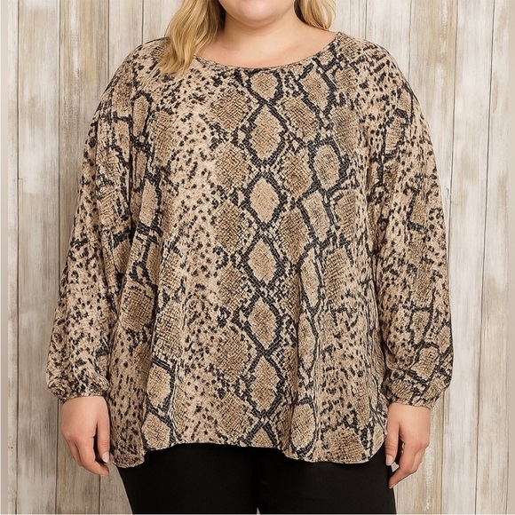 ODDY Tops - Oddy Oversized Snake Print Blouse